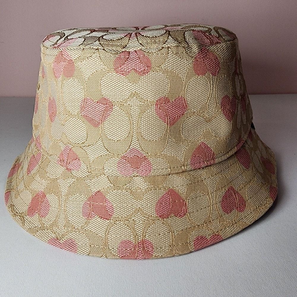 Coach Signature Heart Print Bucket Hat Size XS/S CP354 NWT